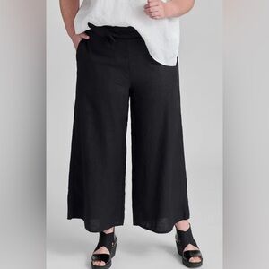 FLAX black linen pants with cropped length. Size medium but fits like size L/XL